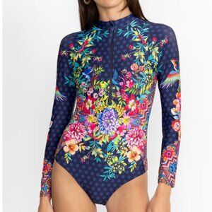💋 Johnny Was Ocean Dreamer Zippered One-Piece Surf Shirt / Swimsuit Size Small